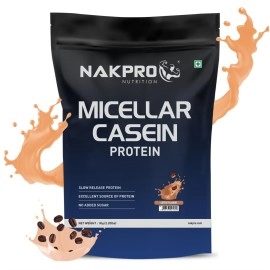 NAKPRO 100% Micellar Casein Protein Supplement |24g Protein, 9.5g EAAs, 4.63g BCAAs| Slow Absorbing Micellar Casein Protein Powder (Coffee, 1 Kg)