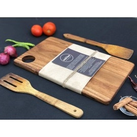 Wood Chop | Single Piece Solid Acacia Wood | Reversible Cutting Board | No Dyes or Polish/Varnish - Natural Finish | 15 * 9 * 0.5 inch (Acacia Large)