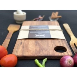 Wood Chop | Single Piece Solid Acacia Wood | Reversible Cutting Board | No Dyes or Polish/Varnish - Natural Finish | 15 * 9 * 0.5 inch (Acacia Large)