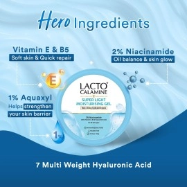 Lacto Calamine Light Moisturising Gel Niacinamide with Vitamin E, Vitamin B5 & Hyaluronic Acid - For Non-Sticky Hydration - Paraben Free - For All Skin Types - 150 g