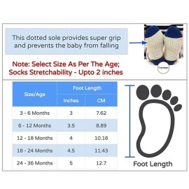 FOOTPRINTS Organic Cotton Anti-Skid Socks, P6 BOY, 3 Years-5 Years
