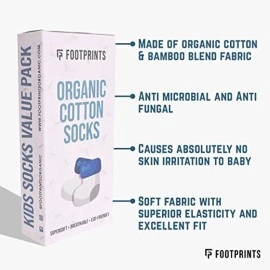 FOOTPRINTS Organic Cotton Anti-Skid Socks, P6 BOY, 3 Years-5 Years