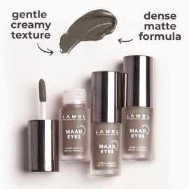 Lamel Matte Liquid Eyeshadow - Long Lasting Waterproof Eye Tint - Quick-Drying, Hypoallergenic Eye Makeup - Creamy & Smooth Formula - Gray Matte Cream Eyeshadow - Maad Eyes, 403, 5.2ml / 0.17oz