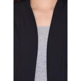Plush Women Cotton blend Open Neck Shrug, Black, XL