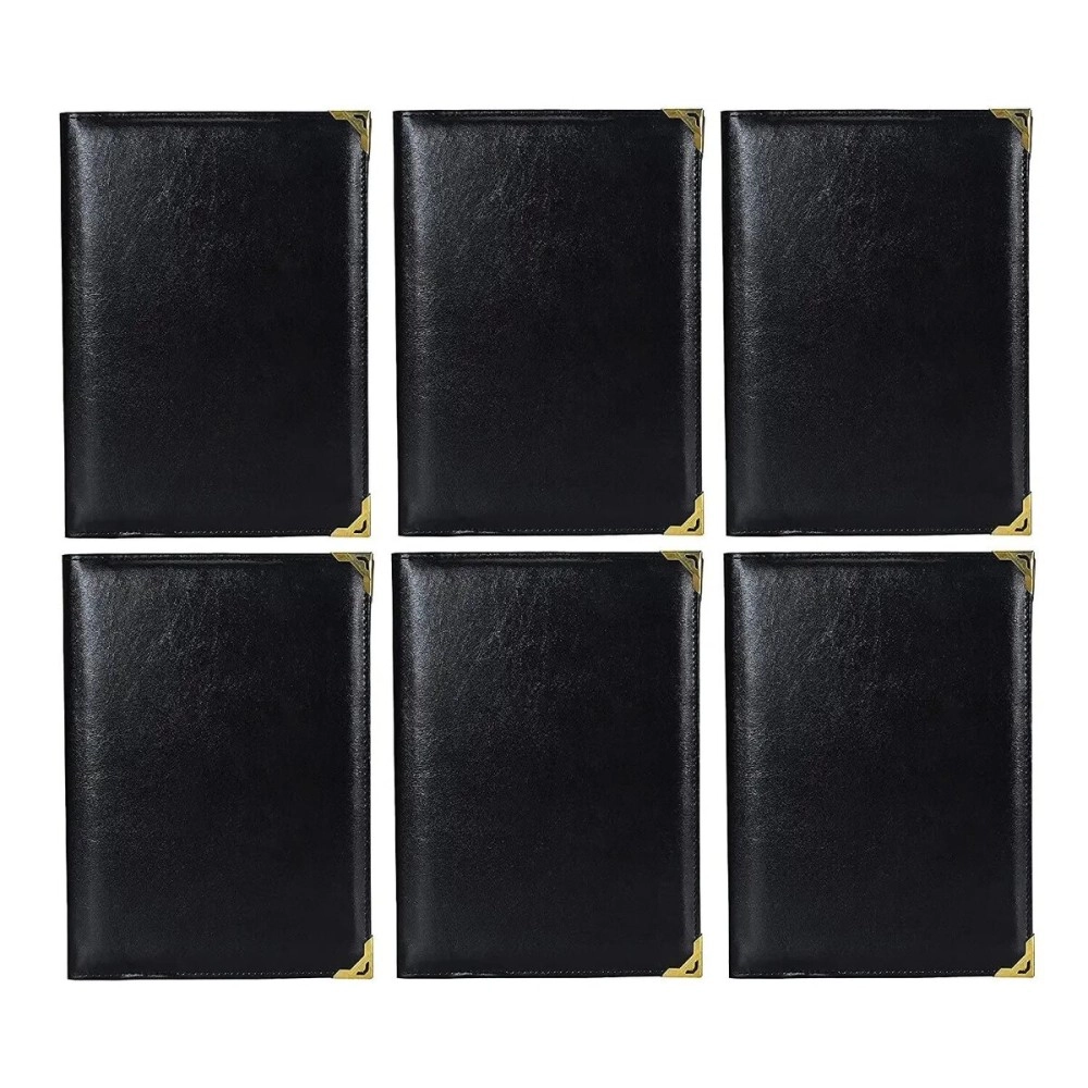FUTURE X A5 Bill Folder for Restaurant and Hotel with Card and Receipt Holder, Business File Folder, Document Holder, Portfolio/Organizer/Planner (Pack of 6)_A, Black