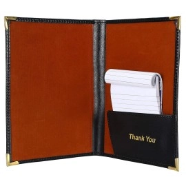 FUTURE X A5 Bill Folder for Restaurant and Hotel with Card and Receipt Holder, Business File Folder, Document Holder, Portfolio/Organizer/Planner (Pack of 6)_A, Black