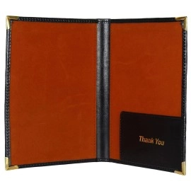 FUTURE X A5 Bill Folder for Restaurant and Hotel with Card and Receipt Holder, Business File Folder, Document Holder, Portfolio/Organizer/Planner (Pack of 6)_A, Black