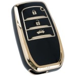 SHOPOFLUX TPU Key Cover Compatible with Toyota Fortuner | Fortuner Legender | Innova Hycross | Invicto 3 Button Smart Key (Black)