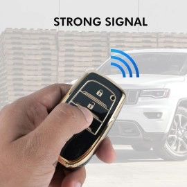 SHOPOFLUX TPU Key Cover Compatible with Toyota Fortuner | Fortuner Legender | Innova Hycross | Invicto 3 Button Smart Key (Black)
