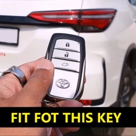 SHOPOFLUX TPU Key Cover Compatible with Toyota Fortuner | Fortuner Legender | Innova Hycross | Invicto 3 Button Smart Key (Black)