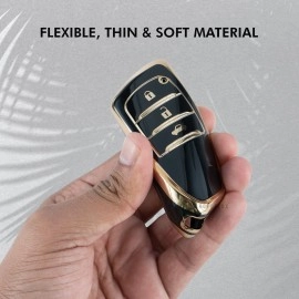 SHOPOFLUX TPU Key Cover Compatible with Toyota Fortuner | Fortuner Legender | Innova Hycross | Invicto 3 Button Smart Key (Black)
