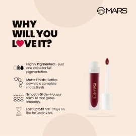 MARS Matte Liquid Lip Color | Long Lasting | Non-Transfer & Waterproof Lipstick for Women (4.5 ml) (22-Risk It All)