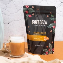 COFFEEZA Ground Coffee - Fine Grind - Hazelnut Flavored - 250g - Medium Roast 100% Arabica Ground Coffee Powder