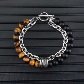 Fashion Frill Stylish Boys Bracelet Stainless Steel Beads Silver Chain Bracelet For Men Boys Mens Jewellery Bracelets Mens Accessories, One Size, Stainless Steel, No Gemstone