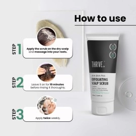 ThriveCo Aha Bha Pha Exfoliating Scalp Scrub, For Scalp Related Problems Like Dryness, Dandruff & Itchiness Provides Clean Scalp & Promotes Hair Growth 100Ml White