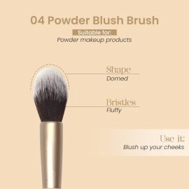 Milagro Beauty Powder Blush Brush 04 - Fluffy, Vegan Brush for Setting Powder, Bronzer, Blush & Contour Application, Seamless Blending, Soft Bristles, Precision Shape, Cruelty-Free