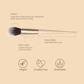 Milagro Beauty Powder Blush Brush 04 - Fluffy, Vegan Brush for Setting Powder, Bronzer, Blush & Contour Application, Seamless Blending, Soft Bristles, Precision Shape, Cruelty-Free
