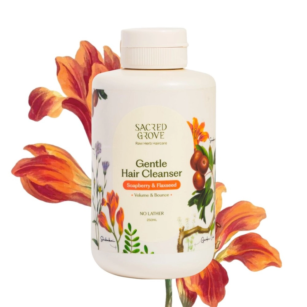 Sacred Grove No Lather Gentle Hair Cleanser, with Reetha, Shikakai & Flaxseed, Sulphate & Paraben Free for Hair Fall Control, Organic Shampoo, 100% Natural Shampoo for Men, Women & Kids, 250 ml