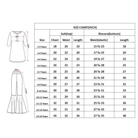 White Button Kid\'s Georgette Sharara Suit, Multicolour, 5-6 Y