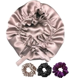 Candibella Women\'s Satin Silk Bonnet for Hair wit..