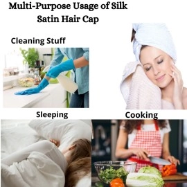 Candibella Women\'s Satin Silk Bonnet for Hair with 3 Premium Scrunchies, Adjustable Silk Hair Cap for Sleeping, Satin Bonnet for Curly Hair with Ribbon Tie Band, Satin Hair Wrap (Rose Taupe)