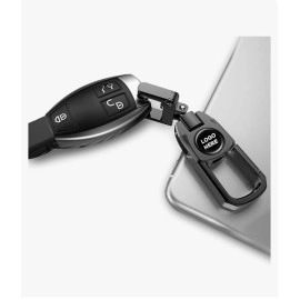 GREENWORLD Stainless Steel Black Color Fob Key Heavy Duty Keychain Suitable For Creata/Verna/Venue/I10/I20/And All Hyuan-Dai Model Car (Black)