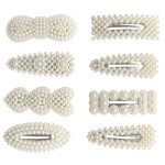 ANNACREATIONS 8 Piece Korean Style Pearl Metal Hair clips, Pearl Barrettes Hairpin for Women & Girls(Tic-Tak)
