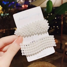 ANNACREATIONS 8 Piece Korean Style Pearl Metal Hair clips, Pearl Barrettes Hairpin for Women & Girls(Tic-Tak)