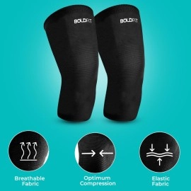 Boldfit Gym Knee Cap - Knee Support & Pain Relief Brace for Men & Women | Compression Sleeve for Joint Stability & Injury Prevention | Ideal for Workouts, Running & Arthritis - Size L