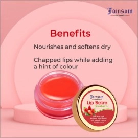 Jomsom Organic Strawberry Lip Balm for Soft and Naturally Pink Lips | SPF 30 & Vitamin C+E | Fades Lip Pigmentation | For Dark Lips | 12gm
