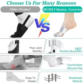 KLIFFOO Toe straightener bunion corrector for women & men 2 pcs splint with toe fracture support and foot support for pain relief toe separator Orthopedic Tight Fitting Band Support