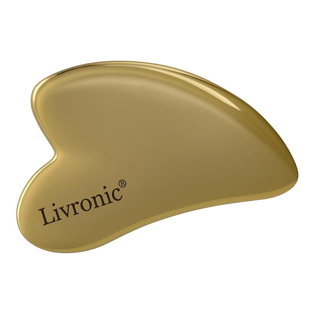 Livronic Solar Powered Face gua sha (Kansa Gua sha) |Removes Face Fat & Double Chin | Reduces Puffiness | Uplifts & Tightens Skin | Adds Glow and Brightness |100% Pure Kansa (Pack of 1)