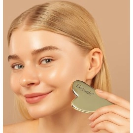 Livronic Solar Powered Face gua sha (Kansa Gua sha) |Removes Face Fat & Double Chin | Reduces Puffiness | Uplifts & Tightens Skin | Adds Glow and Brightness |100% Pure Kansa (Pack of 1)