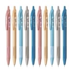 FLAIR Srx 0.7mm Retractable Ball Pen Box Pack | Triangular Body Design For Better Grip | Light Weight Refillable | Smooth Writing Experience | Vibrant Solid Body Colours | Blue Ink, Pack of 10 Pcs