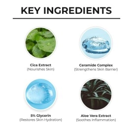 Dr. Sheth\'s Cica & Ceramide Gentle Cleanser|Hydrating Face Wash For Normal, Dry & Sensitive Skin|With 5% Glycerin & Aloe Vera|Face Wash For Men & Women|125Ml