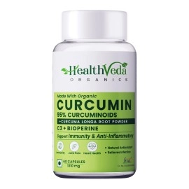 Health Veda Organics Curcumin C3 + Bioperine Supplements, 1310 Mg | 60 Veg Capsules | Supports Joint & Muscle Health | Better Absorption | Boost Immunity | For Men & Women