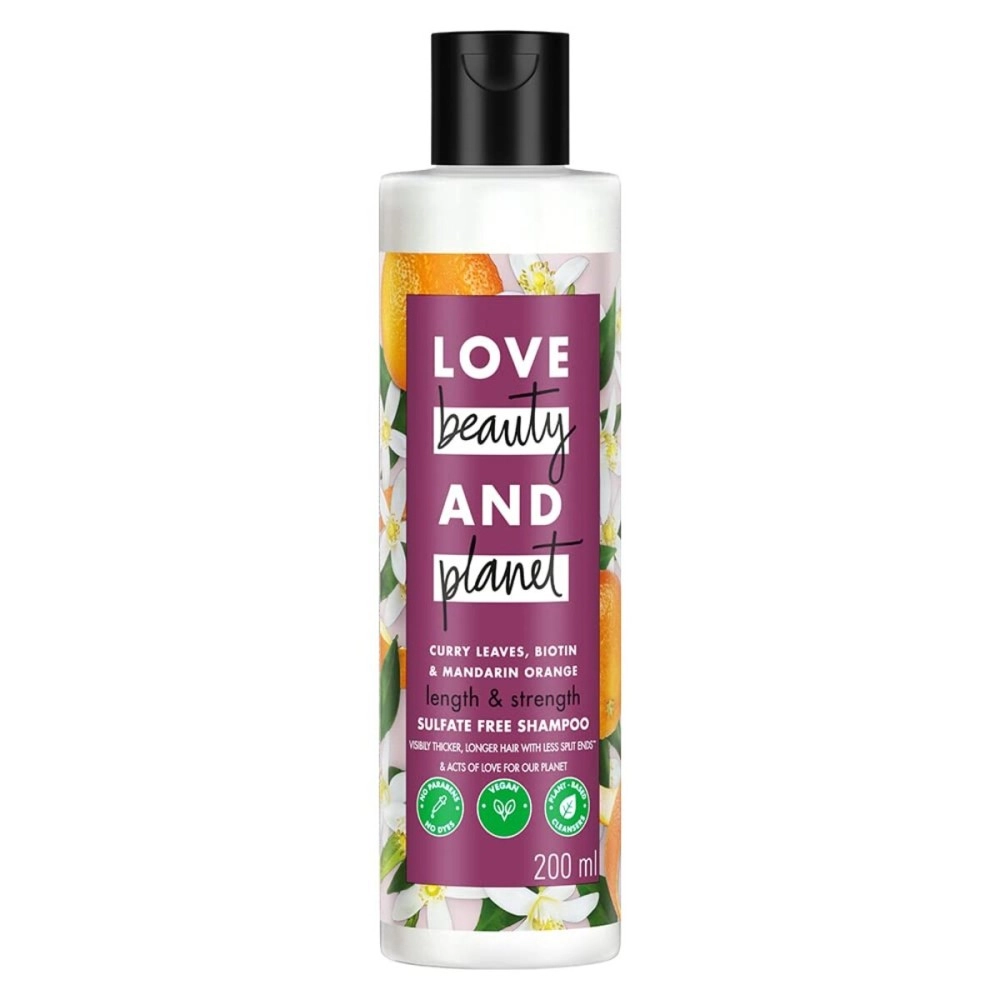 Love Beauty And Planet & Curry Leaves|| Biotin & Mandarin Paraben & Sulfate Free Shampoo for long & strong hair|| 200ml