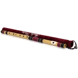 Radhe Flutes | G Natural Right Handed Base Bansuri | Black & Maroon | Tuned With Tanpura A=440Hz | PVC Flute + Velvet Cover + Hindi & English Flute Lessons