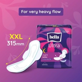 Bella Ultra Night Drai Pads Women|Sanitary Napkins|Drai Topsheet|31,5 Cm Long| Wings|Breathable|Lock Gel System|Green Edge System|Fast Absorption|For Rash Free Period|Size Xxl|Pack Of 1|14 Pcs