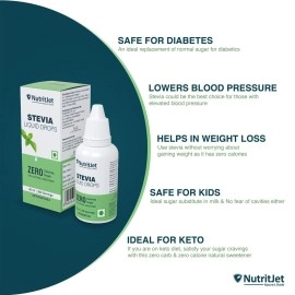 NutritJet Stevia Liquid Drops Natural - Zero Calories & Zero Carbs, Sugar Substitute Great for Weight Control - 30ml
