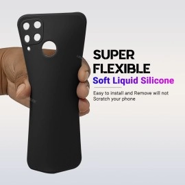 LIRAMARK Silicone Soft Back Cover Case for Realme C15 (Black)