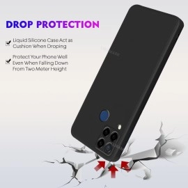 LIRAMARK Silicone Soft Back Cover Case for Realme C15 (Black)