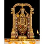 INDICAST 8 Tirupati Balaji Fine Metal Finish Idol Decorative Showpiece Handcrafted Tirupati Balaji Murti For Home Office And Gifting Purpose Sculpture, Golden, Pack of 1