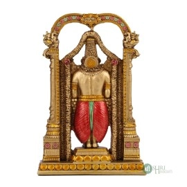 INDICAST 8 Tirupati Balaji Fine Metal Finish Idol Decorative Showpiece Handcrafted Tirupati Balaji Murti For Home Office And Gifting Purpose Sculpture, Golden, Pack of 1