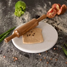 Jaipur Ace Indian Marble Chakla/Rolling Pin Board/Roti Maker/Chakla/Chapati Maker for Home & Kitchen | Finished Marble Roti Maker (10 Inch) (White chakla belan)