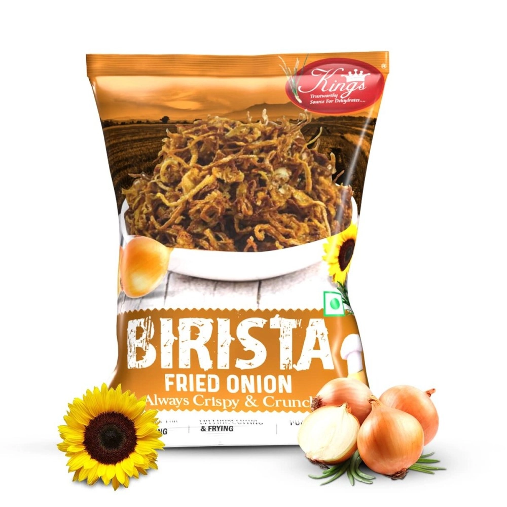 Kings Birista Fried Onion, Crispy Onions Fried with Sunflower Oil, Hygienically Processed, Cooking, Long Shelf Life, for Indian Curries, Gravies, Biryani & Noodles (50gm, Pack of 2)