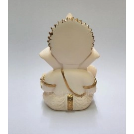 Gold Art India Peach Ivory Finish Ganesha Idol Car Dashboard Idol Home Decor Gifting Diwali Showpiece 3.5 Inches