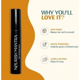 NOURISH MANTRA Hair Finishing Stick | Your Go-To Hair Fixer | Non-Greasy and Non-Sticky | Does not Leaves A White Cast | A Must-Have Hair Accessory | For Men & Women 12 ml (Pack of 1) Black