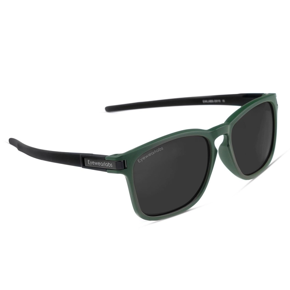 Eyewearlabs OKNO | Polarized Full Rim Square Branded Stylish Sunglasses For Men & Women | 100% UV Protection Shades | Cricket Sports Cycling Driving | Medium | Moto X2, Olive Black, M