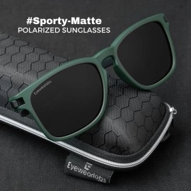 Eyewearlabs OKNO | Polarized Full Rim Square Branded Stylish Sunglasses For Men & Women | 100% UV Protection Shades | Cricket Sports Cycling Driving | Medium | Moto X2, Olive Black, M